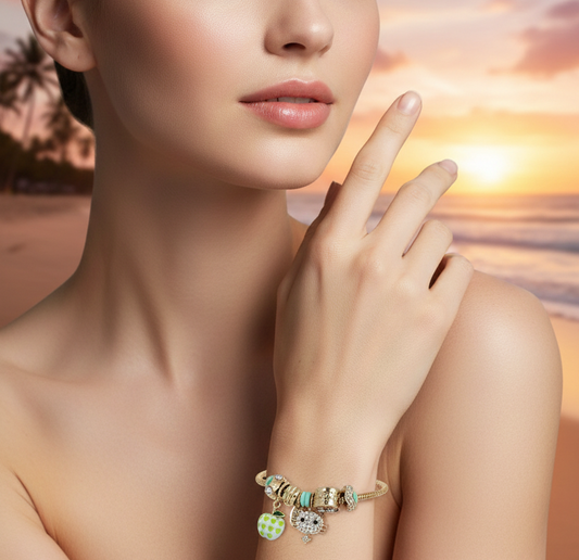 Crystal Kitty Mint pandora bracelet