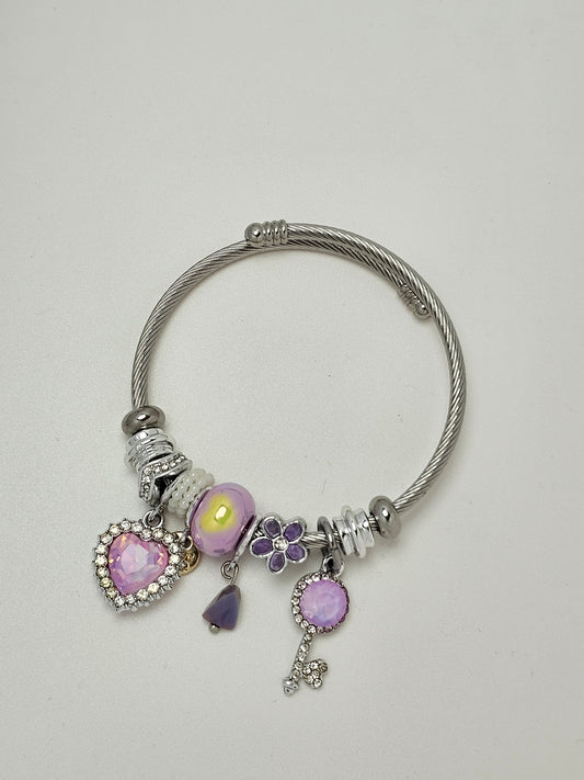 Crystal Key Heart Pandora Bracelet