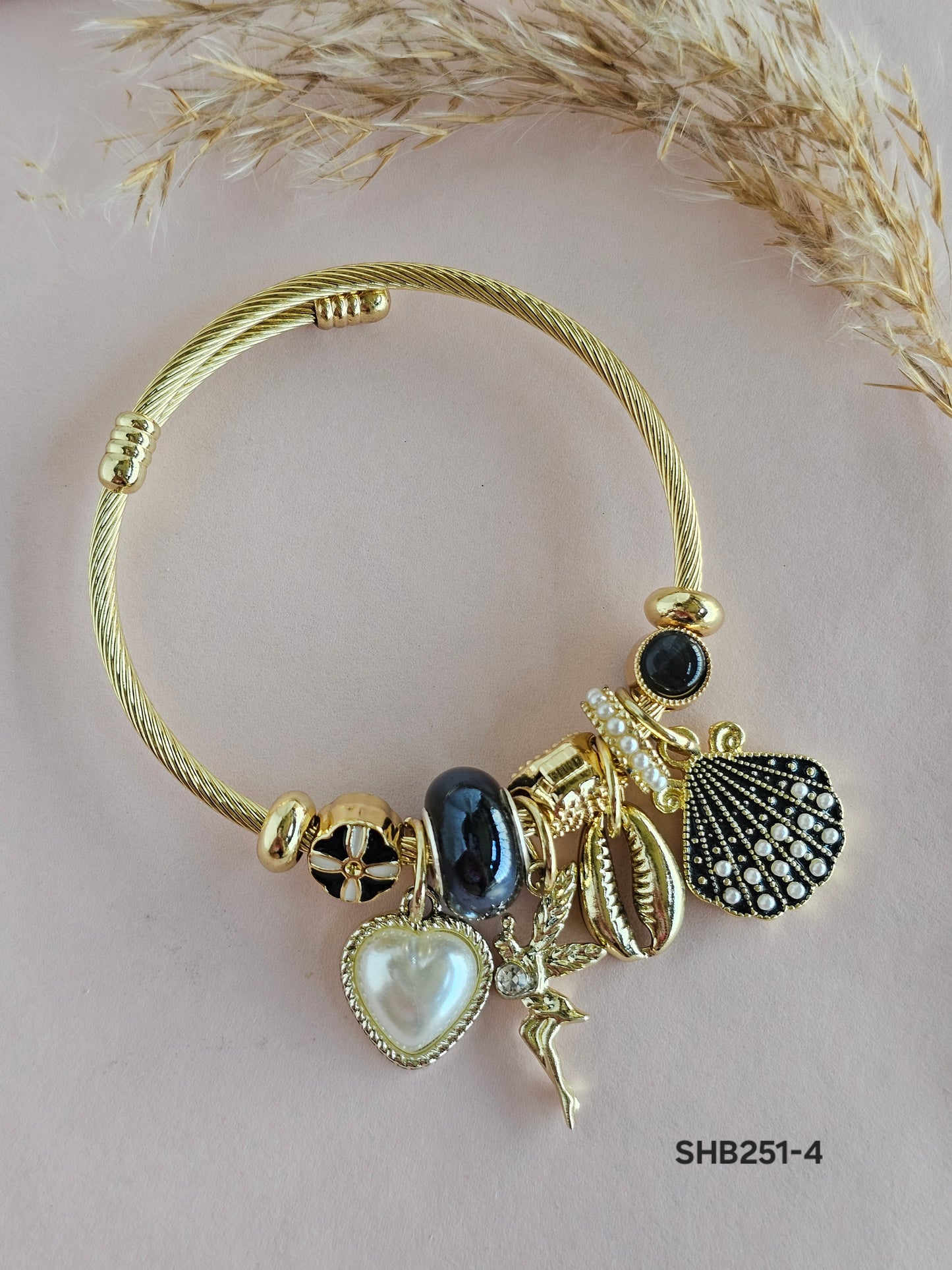 Pearl Fairy Charm Pandora  Bracelet Black