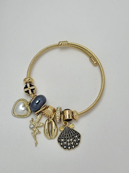 Pearl Fairy Charm Pandora  Bracelet Black