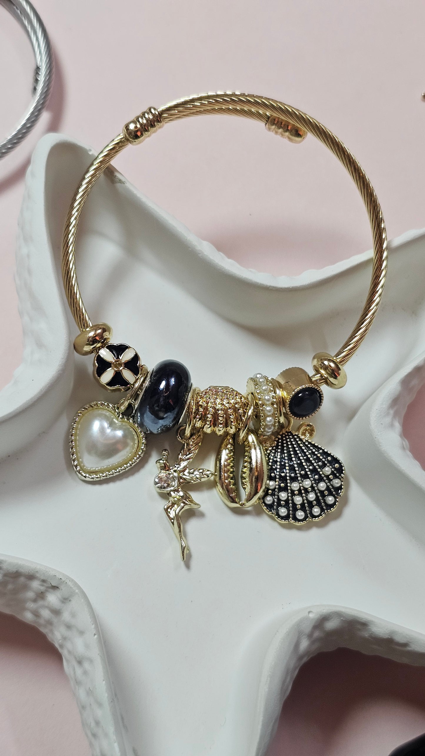 Pearl Fairy Charm Pandora  Bracelet Black