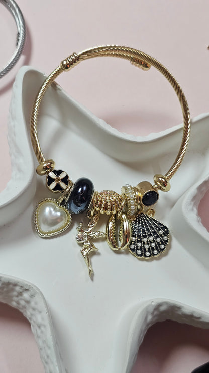 Pearl Fairy Charm Pandora  Bracelet Black