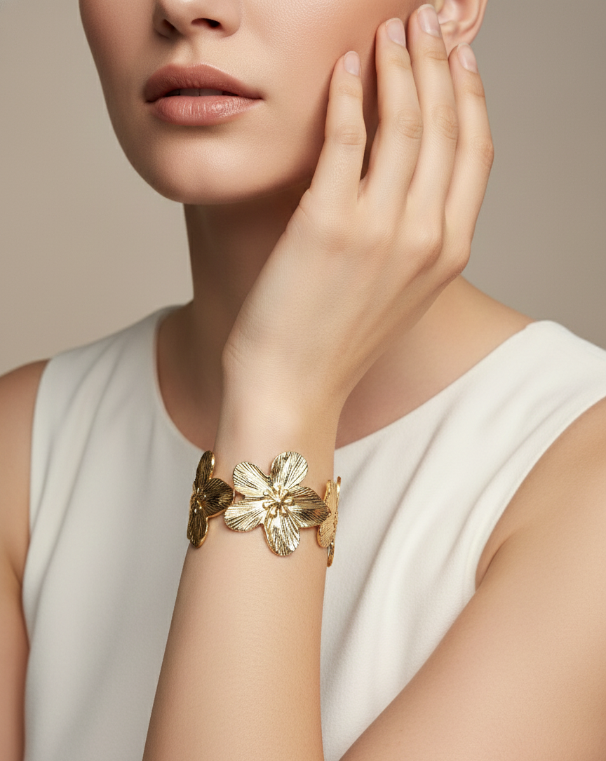 Gilded Bloom Statement Bracelet