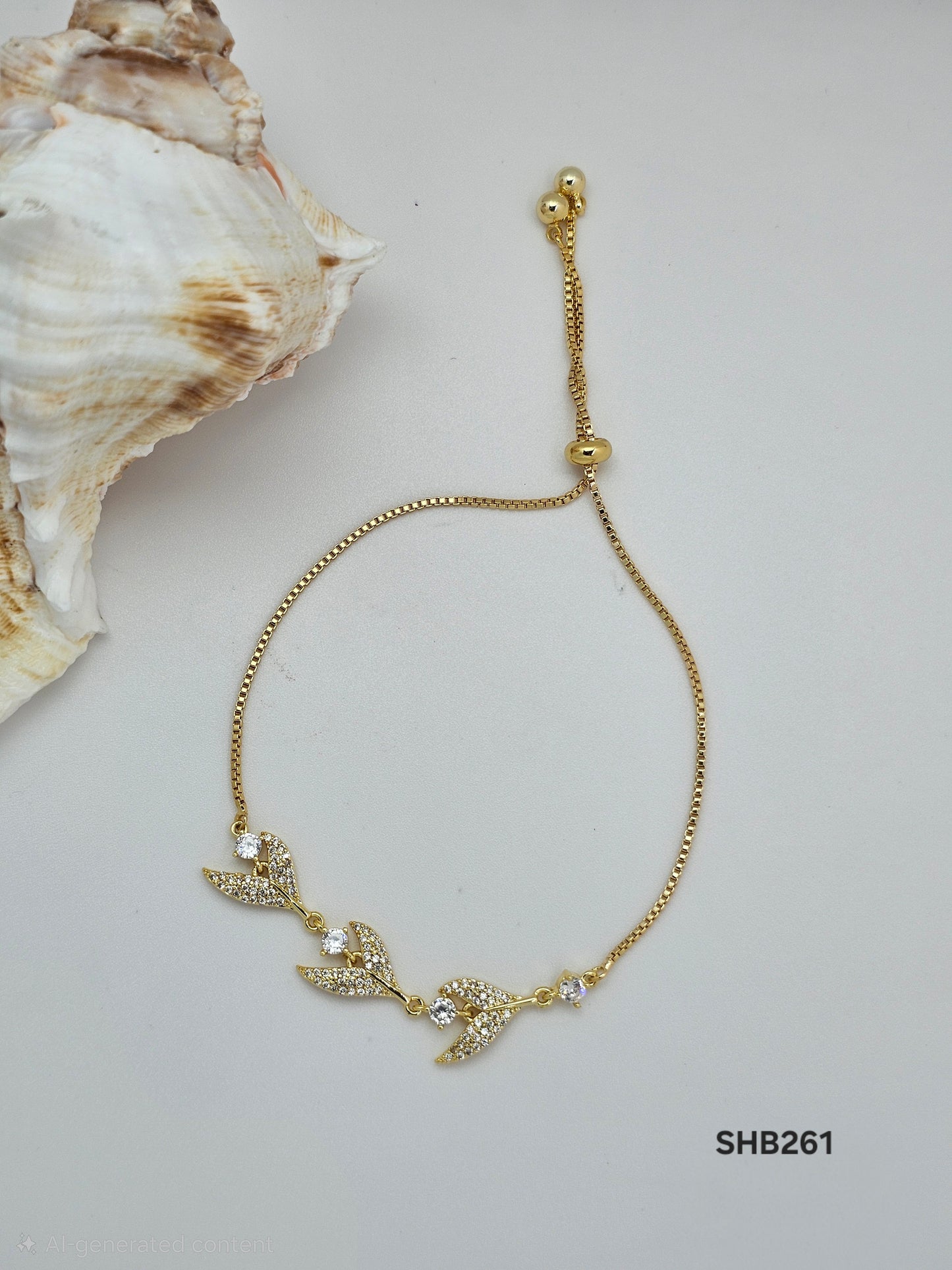Crystal Leaf Adjustable Bracelet