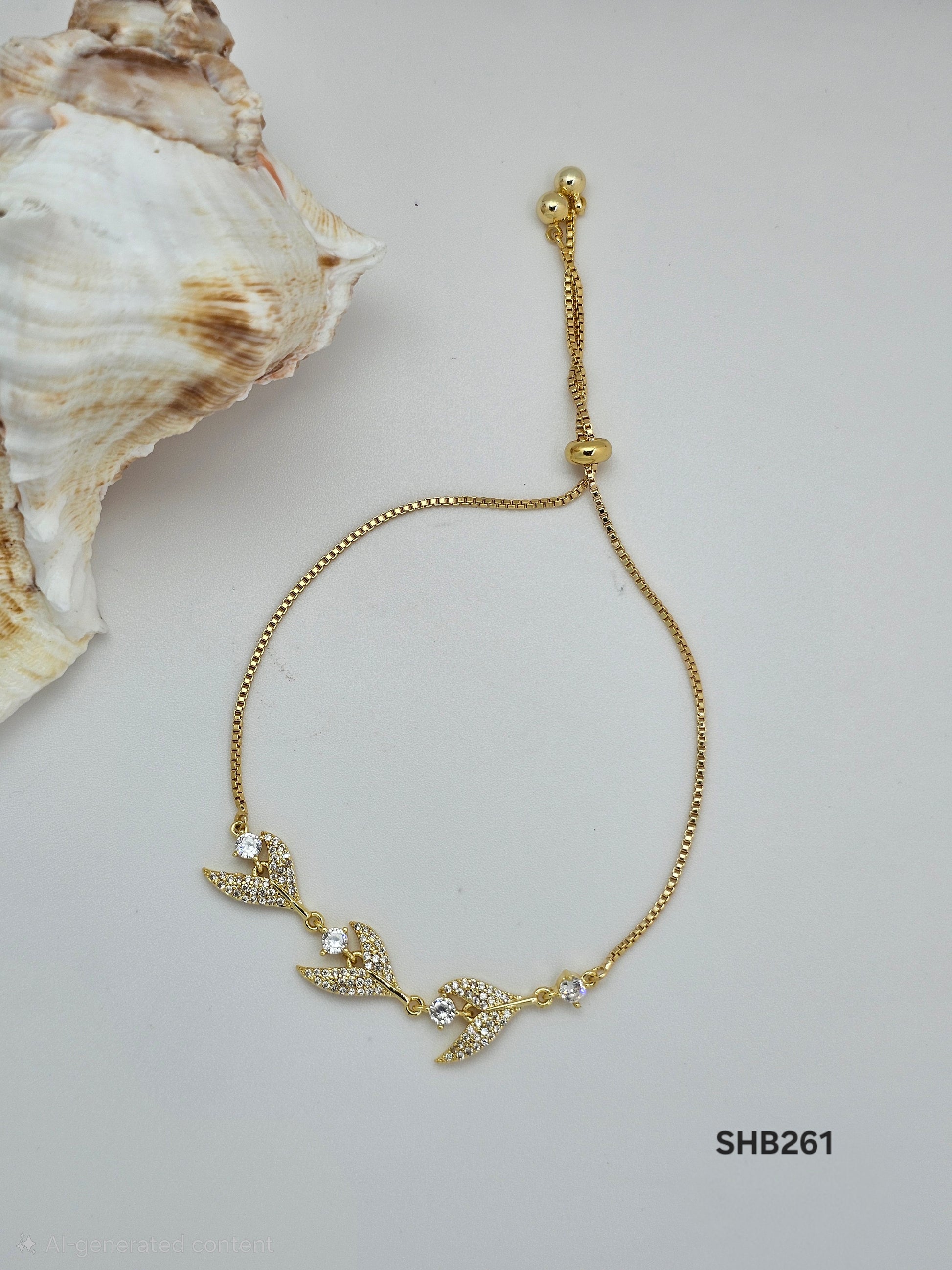 Crystal Leaf Adjustable Bracelet