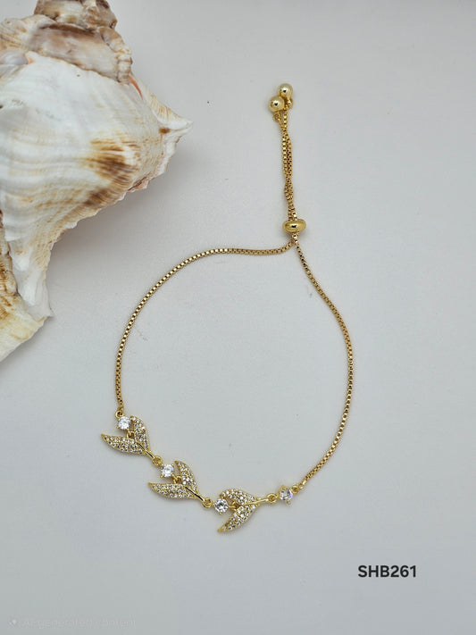 Crystal Leaf Adjustable Bracelet