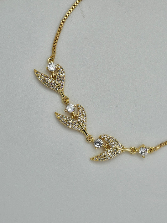 Crystal Leaf Adjustable Bracelet