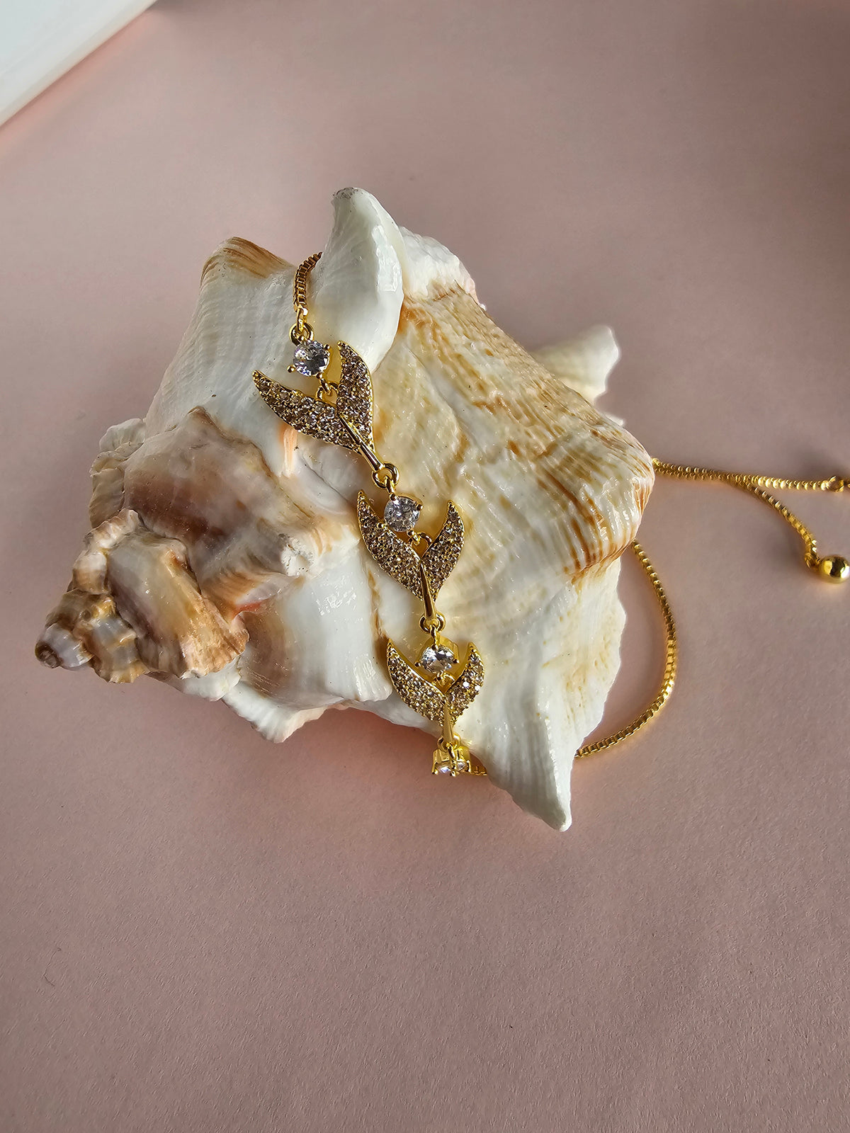 Crystal Leaf Adjustable Bracelet
