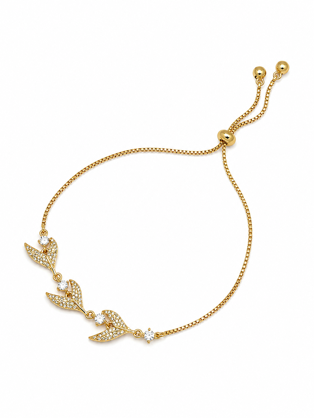 Crystal Leaf Adjustable Bracelet