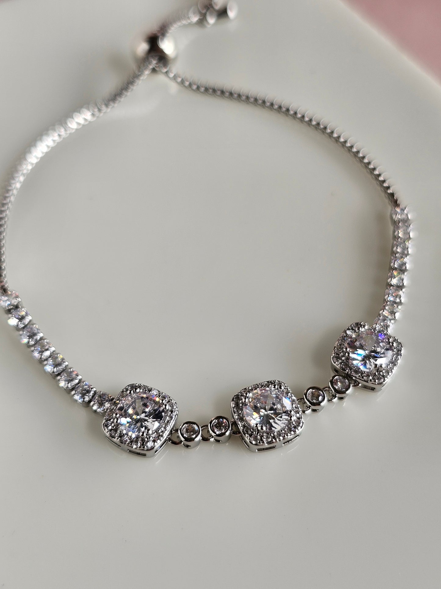 Princess Solitaire Adjustable Bracelet