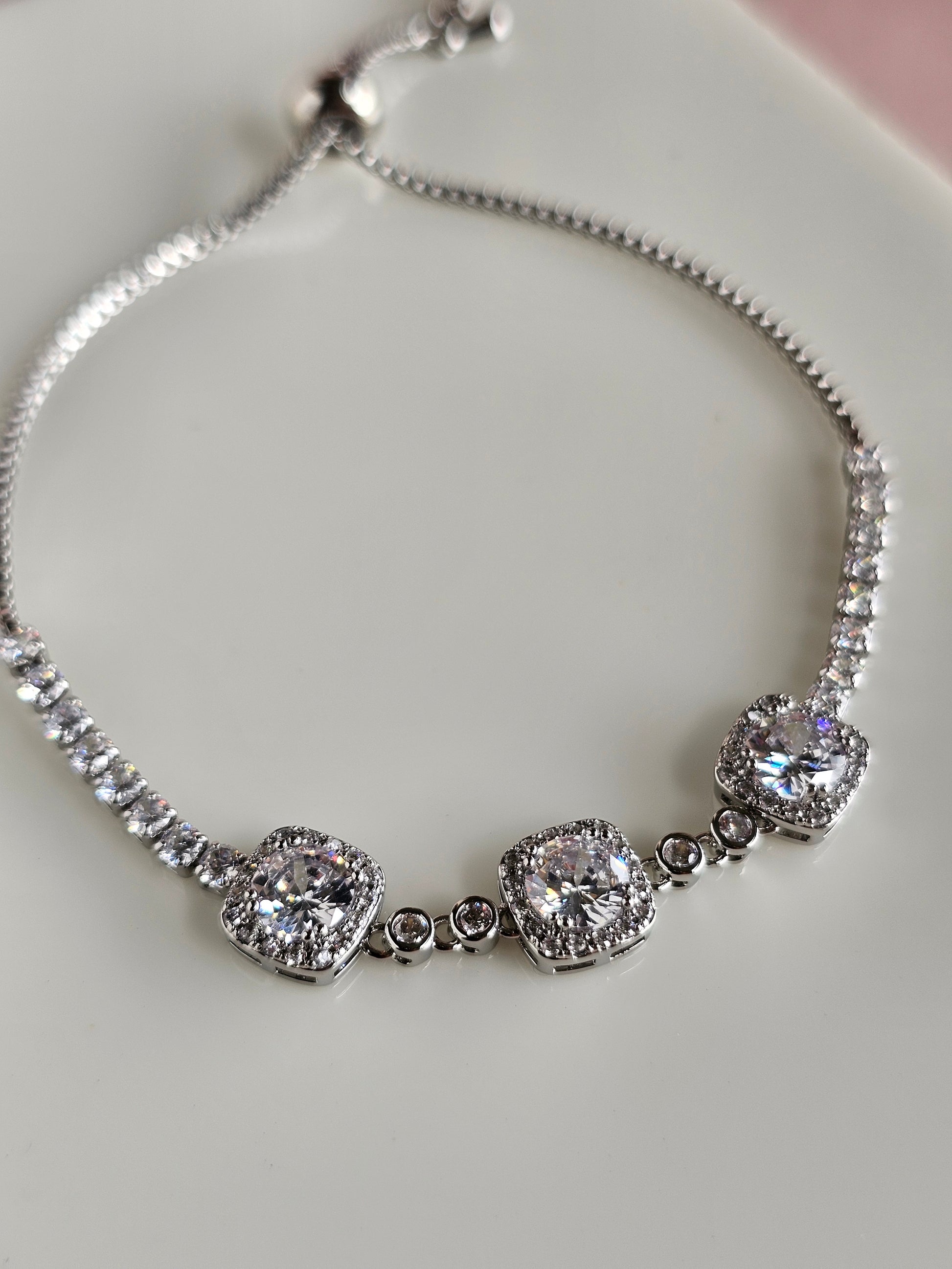 Princess Solitaire Adjustable Bracelet