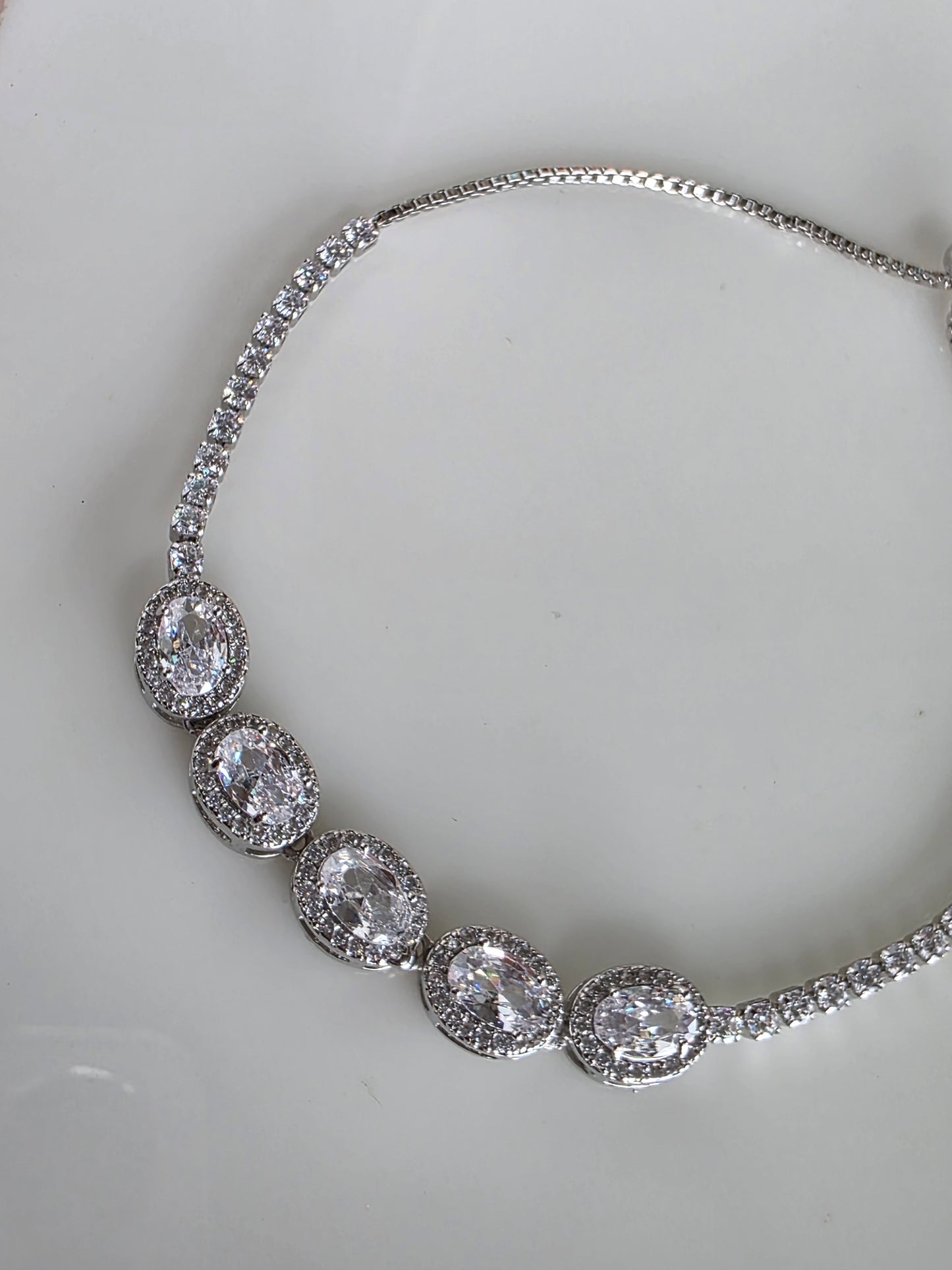 Five Halo Oval Adjustable Bracelet