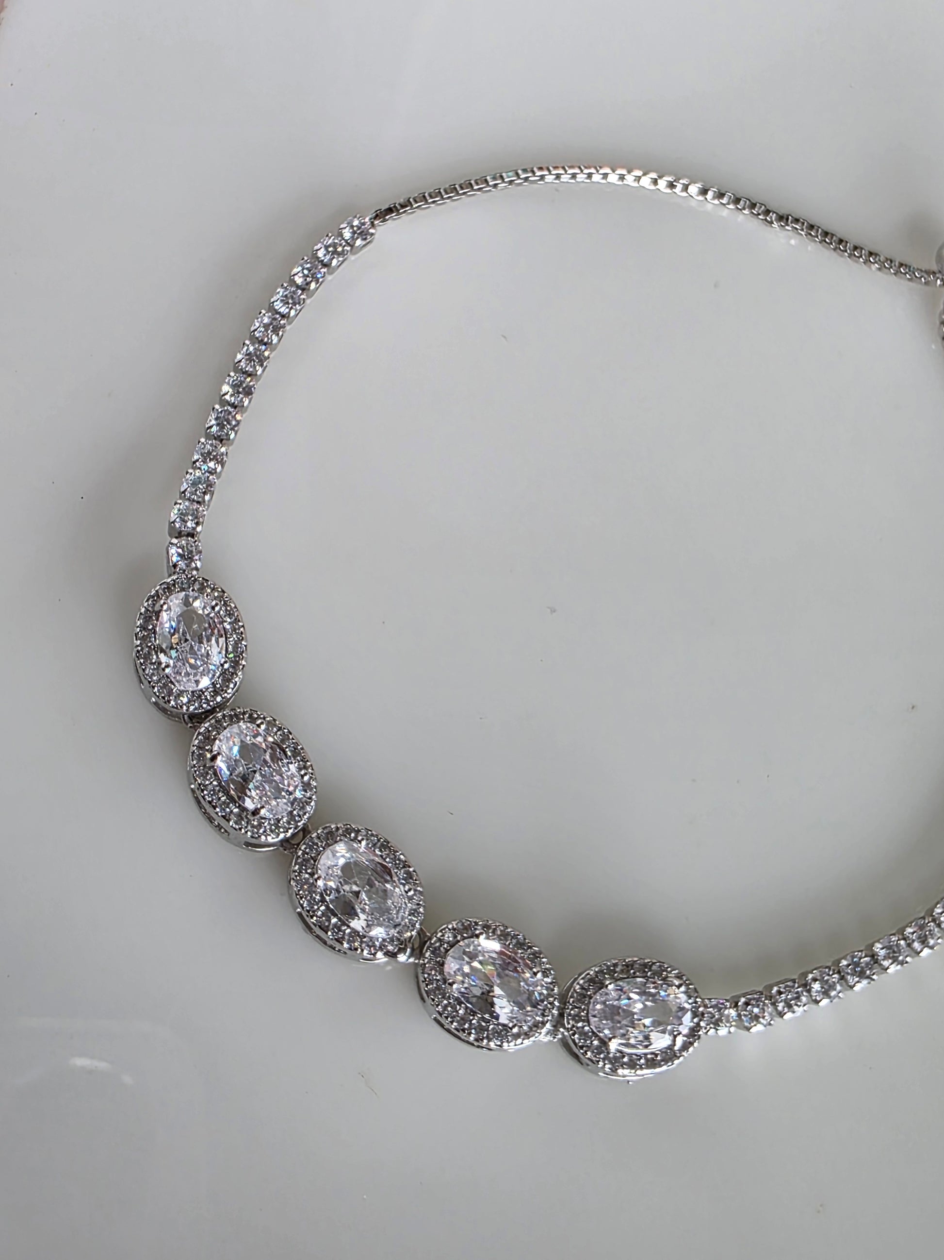 Five Halo Oval Adjustable Bracelet