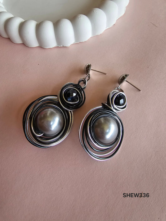 Stone Swirl Drop Earrings