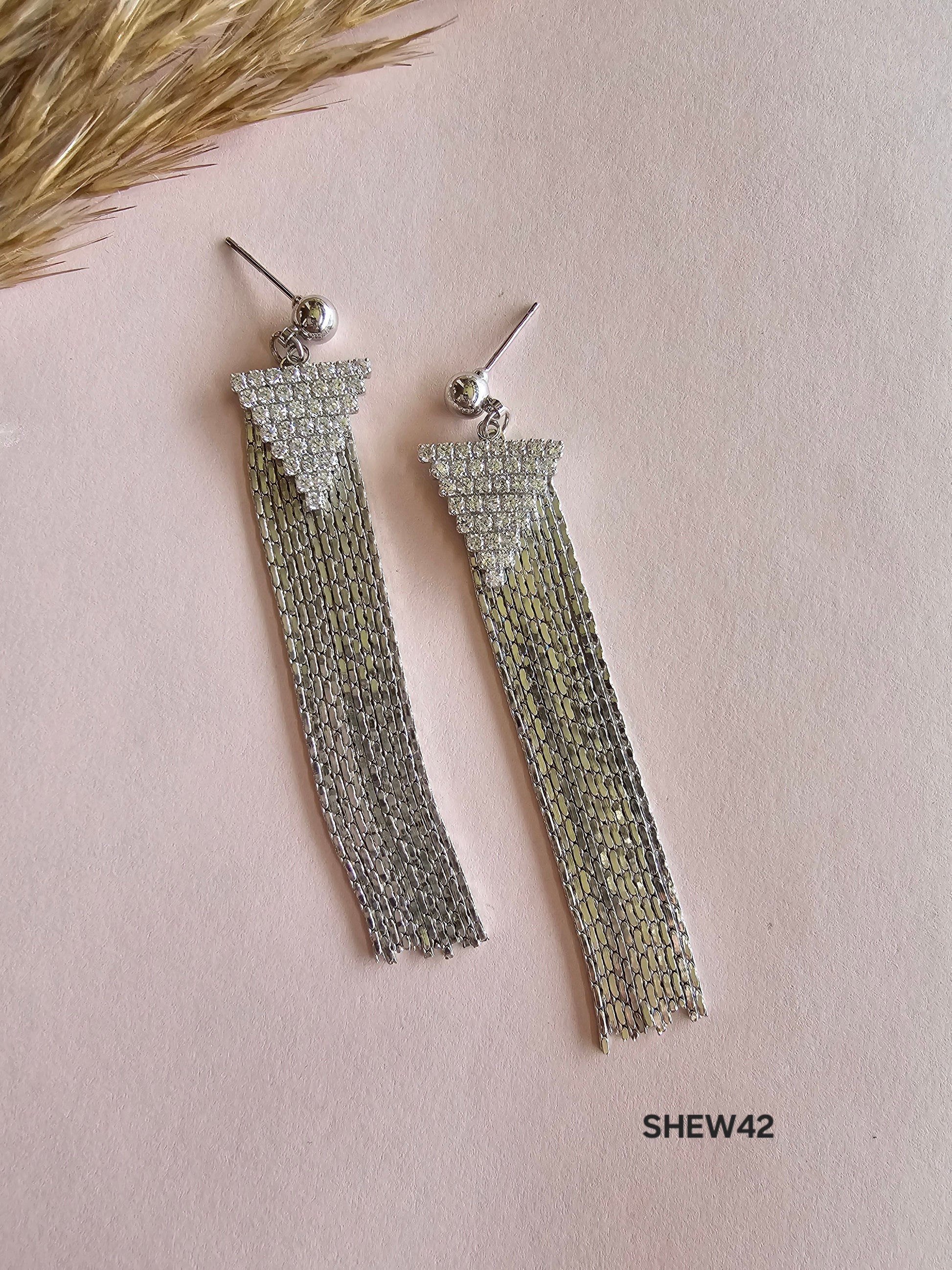 Silver Fringe Glam Earrings