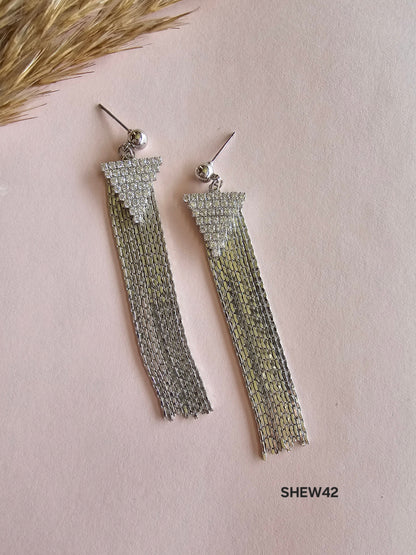 Silver Fringe Glam Earrings