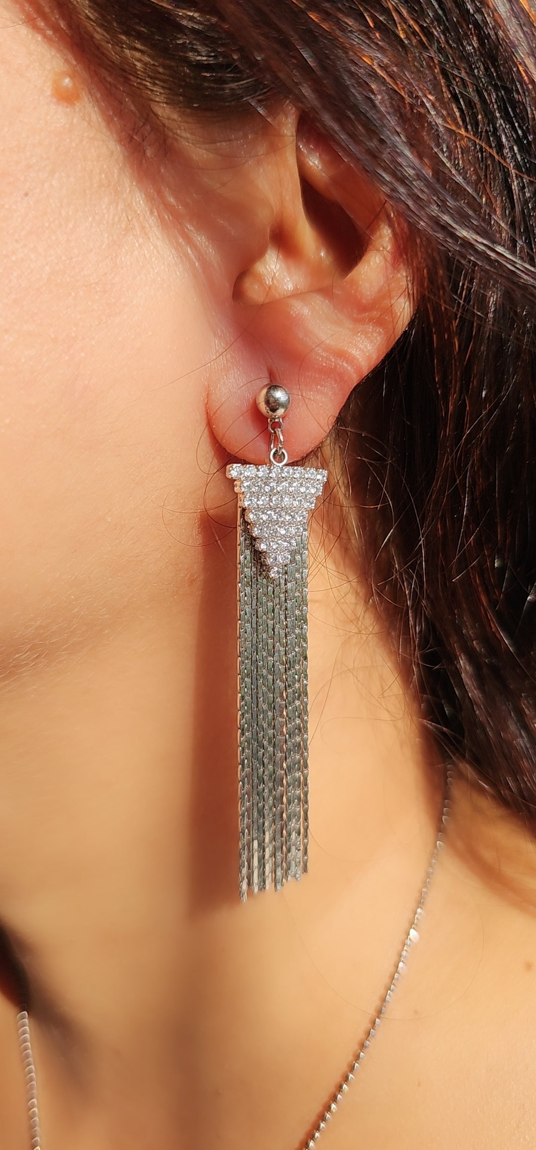 Silver Fringe Glam Earrings