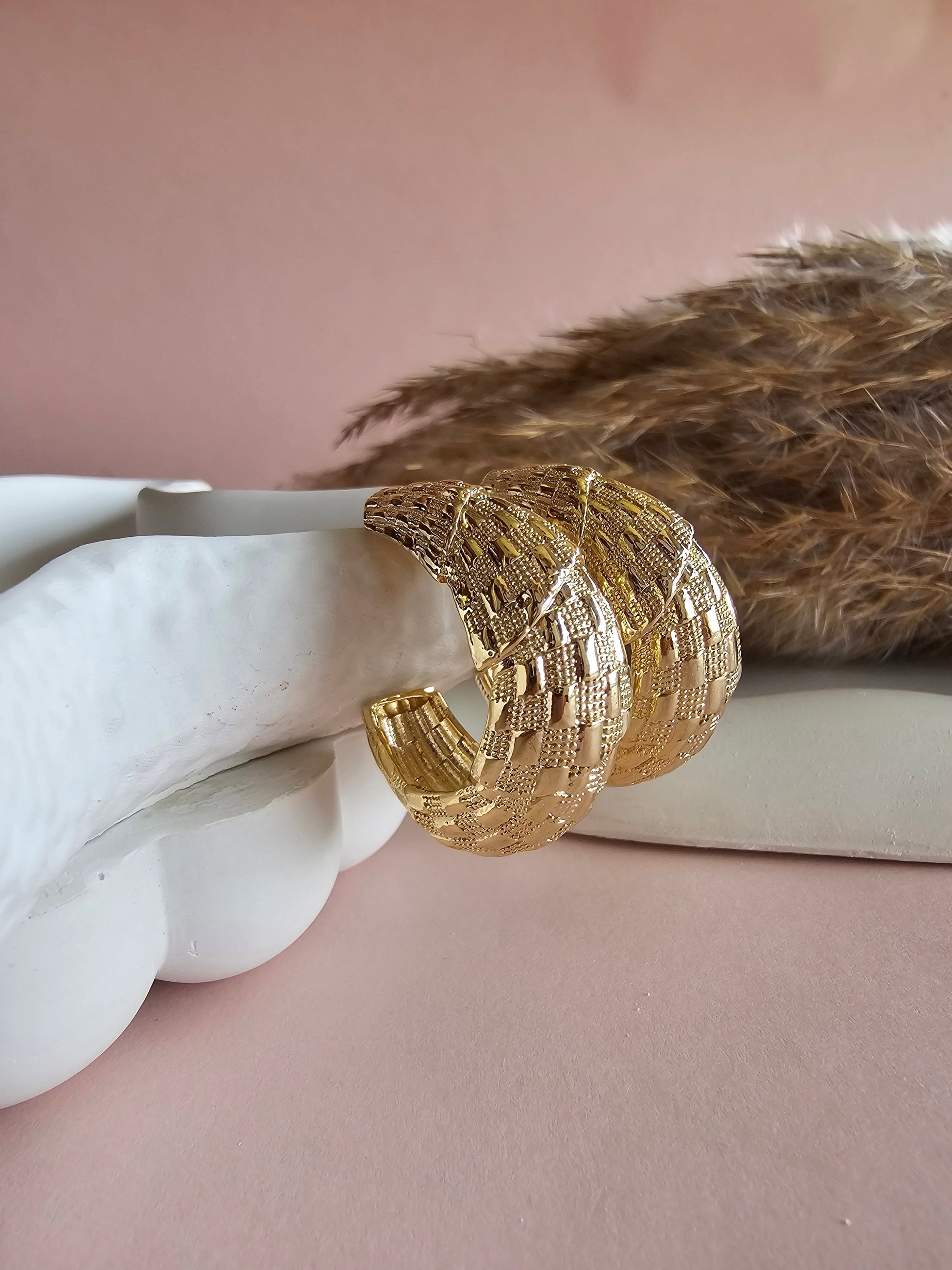 Golden Texture Hoops