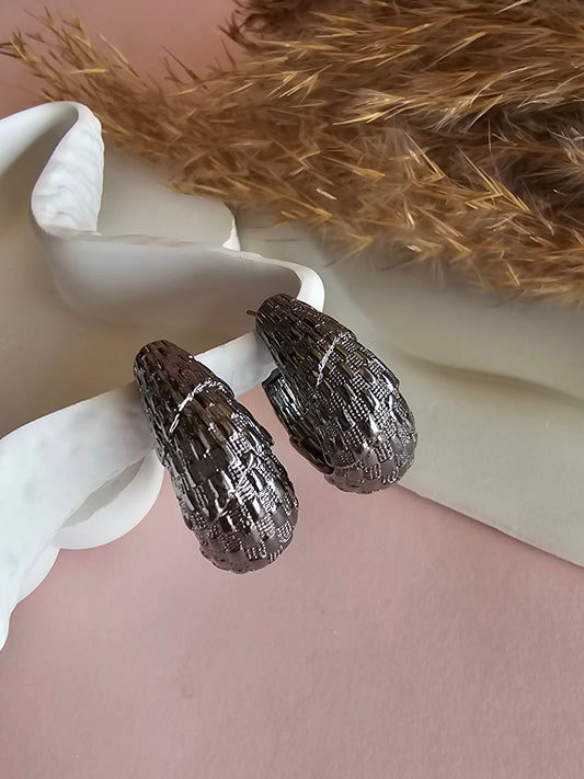 Silver Texture Hoops