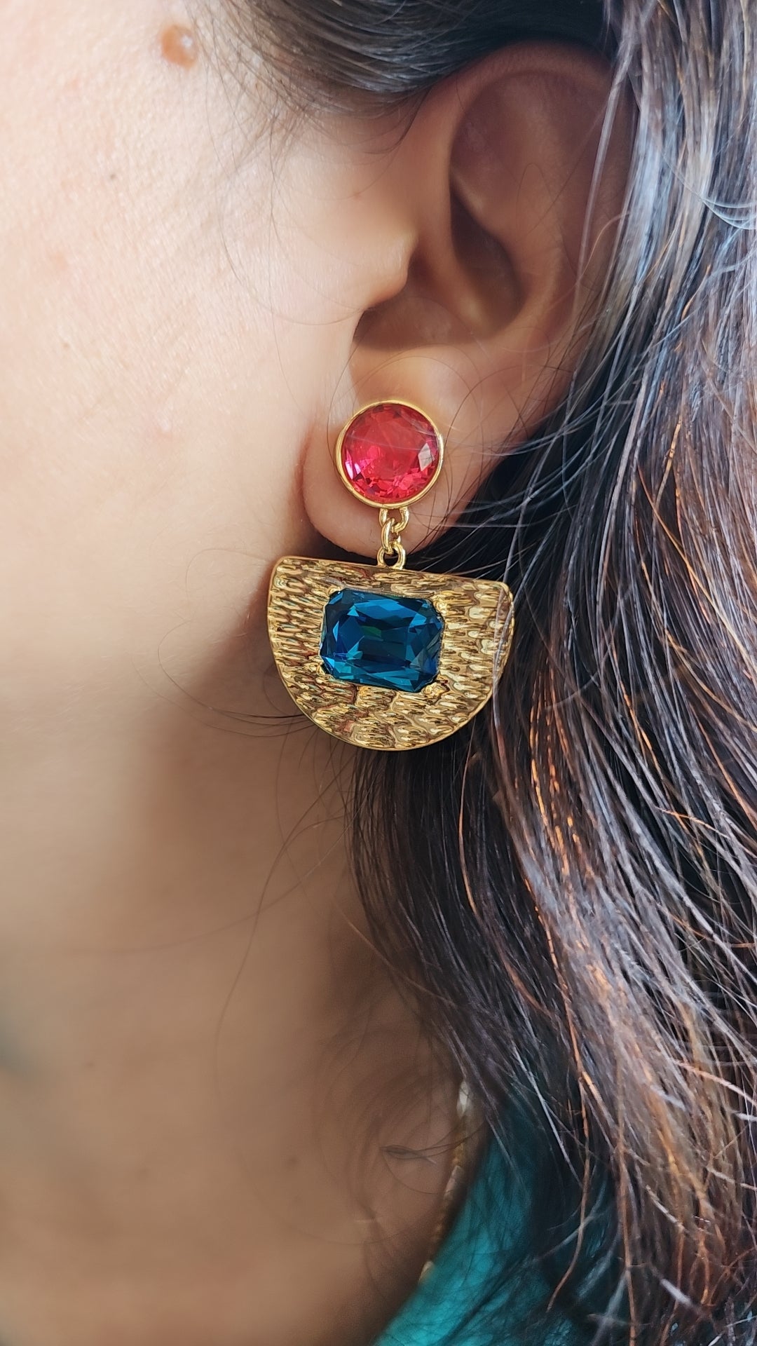 Celeste Dual-Tone Gem Drop Earrings