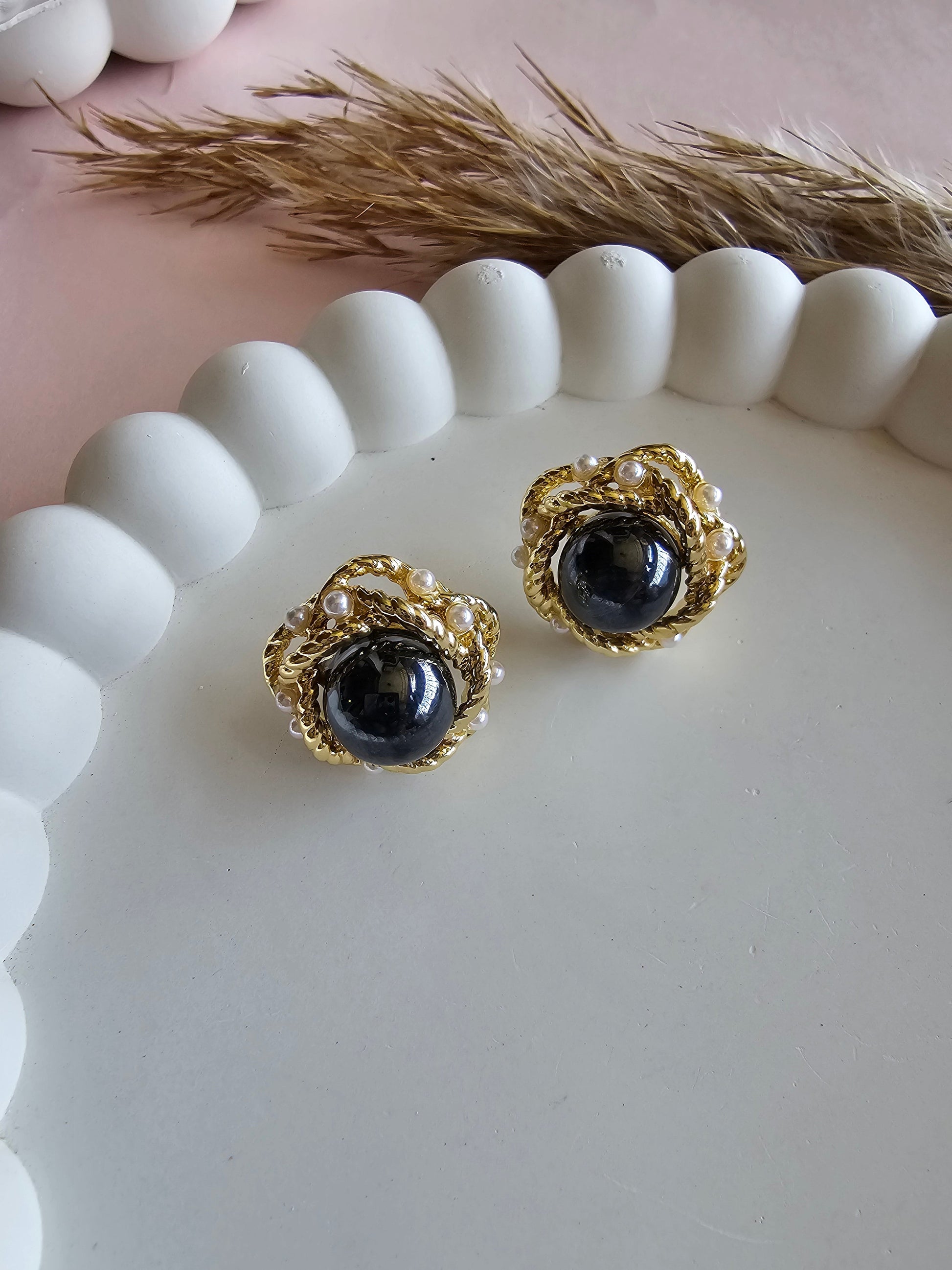 Black Pearl Constellation Earrings