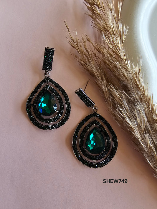 Emerald Noir Statement Earrings
