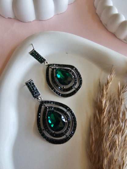 Emerald Noir Statement Earrings