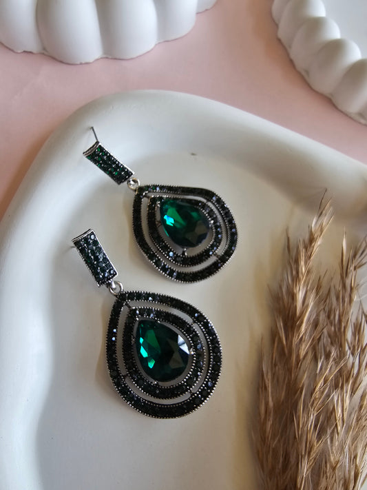Emerald Noir Statement Earrings