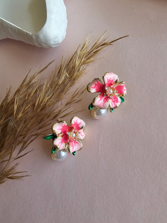 Blossom Bloom Floral Pearl Studs