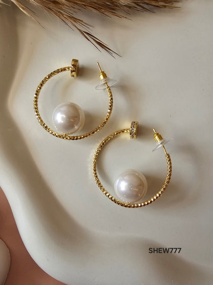 Celeste Pearl Hoop Earrings