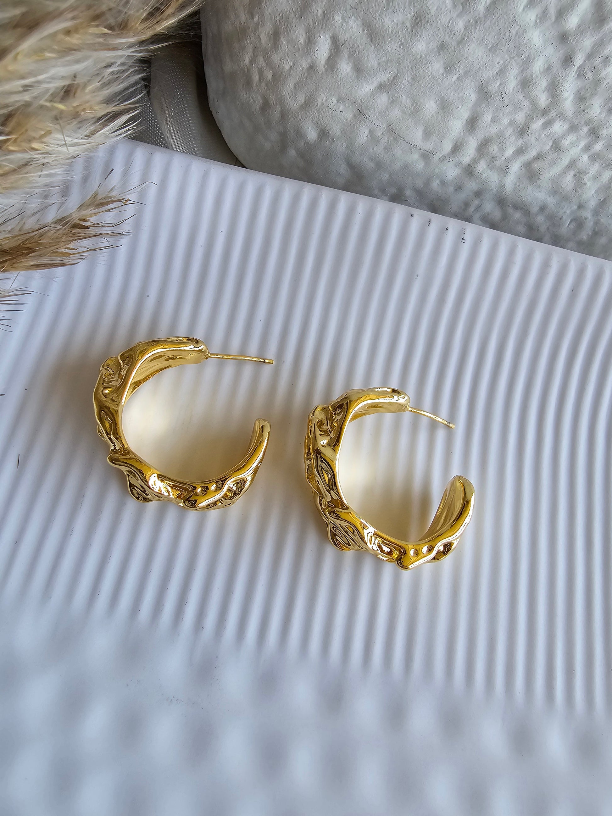 Molten Gold Hoop Earring
