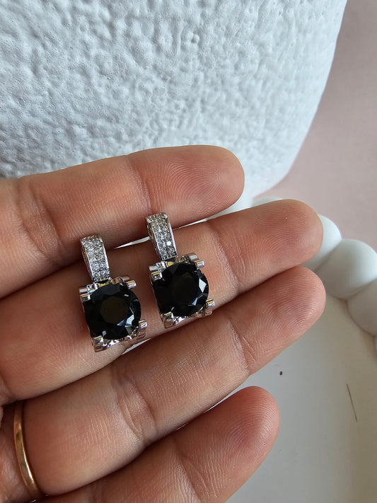 Luxe Gemstone Drop Studs Black