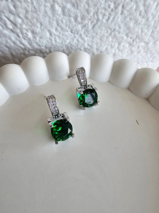 Luxe Gemstone Drop Studs Green