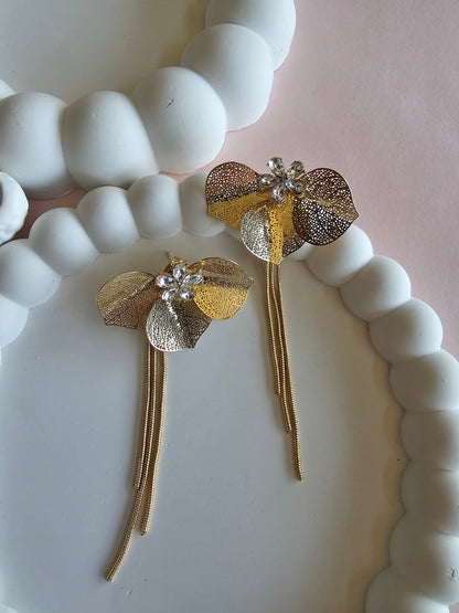 Golden Orchid Drop Earrings
