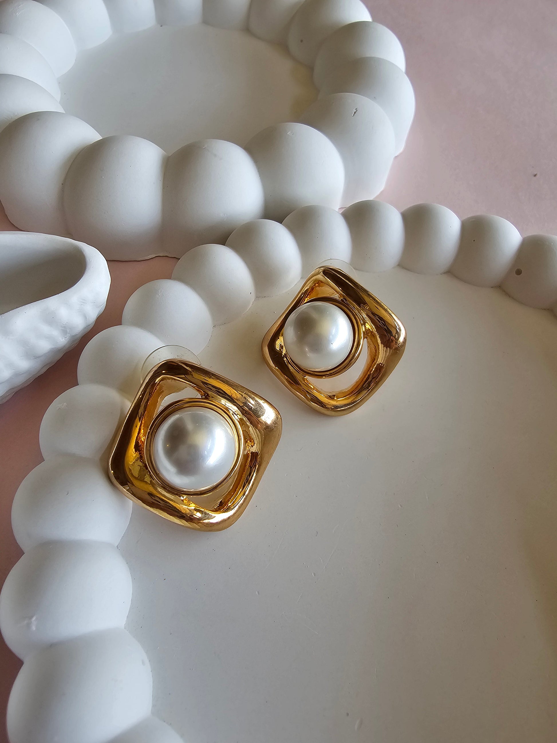 Luxe Orbit Pearl Studs
