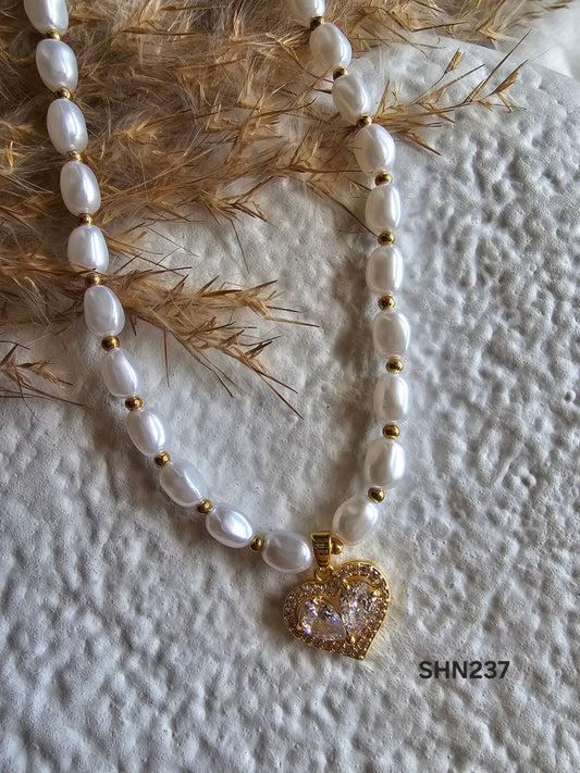 Pearl Romance Heart Necklace