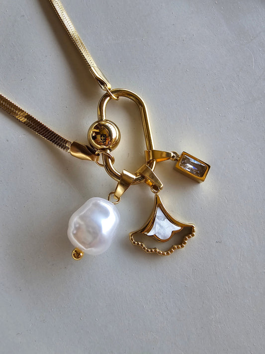 Golden Charm Drop Necklace