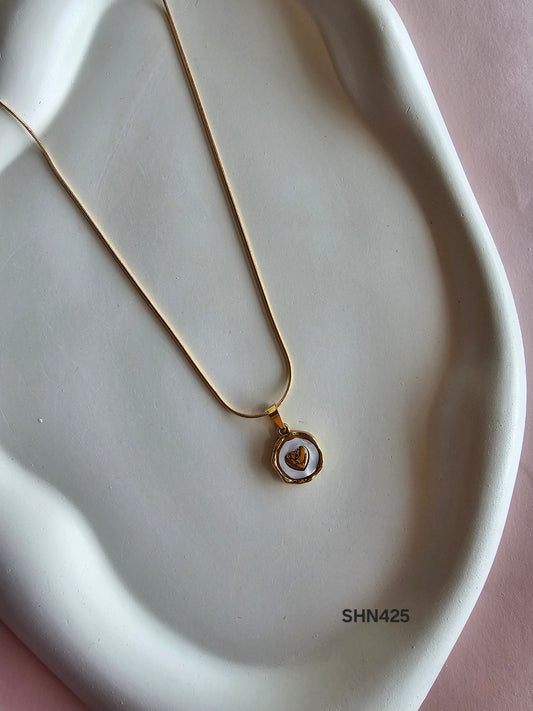 White Heart Medallion Necklace