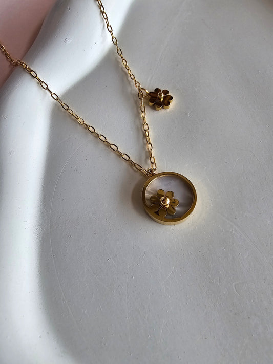 Yellow Flower Charm Necklace