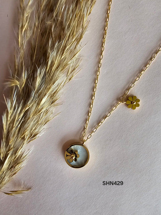 Yellow Flower Charm Necklace