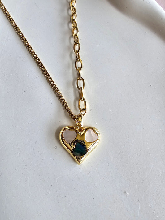 Triple Heart Mosaic Necklace
