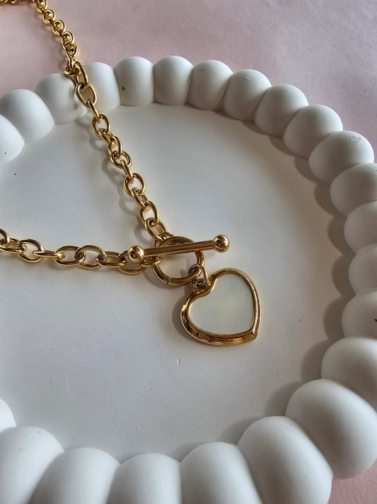 Stone Charm Heart Necklace