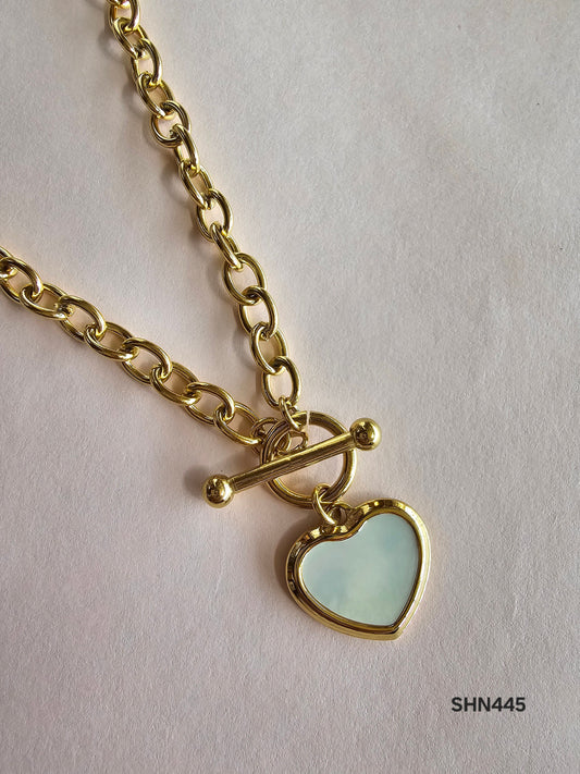 Stone Charm Heart Necklace