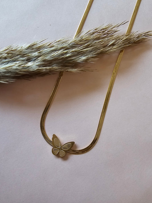 Golden Flutter Butterfly Necklace