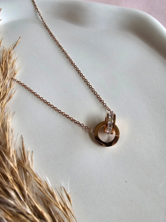 Rose Duo Ring Necklace