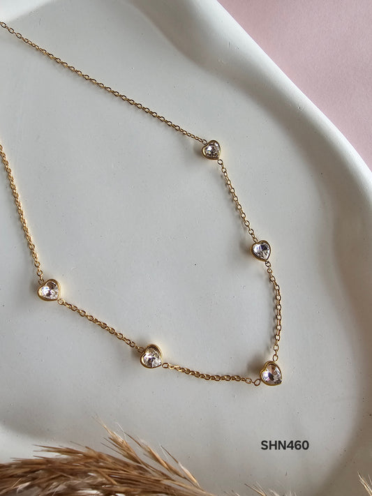 Crystal Heart Line Necklace