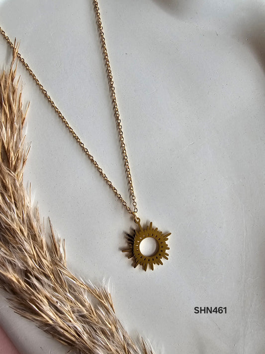 Golden Sunburst Pendant Necklace