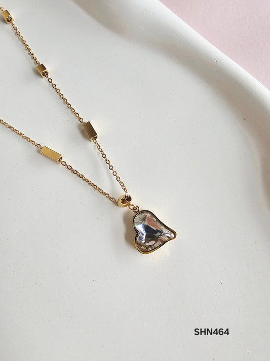 Crystal Heart Drop Necklace