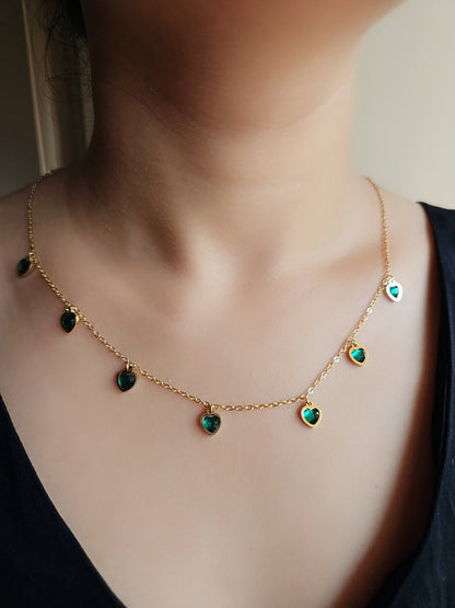 Emerald Heart Charm Necklace