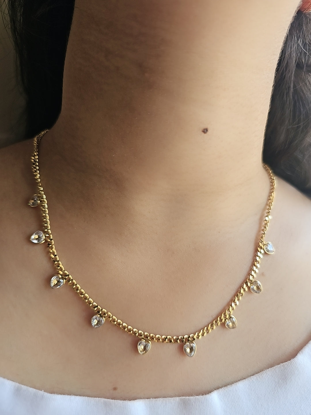 Crystal Heart Drop Choker